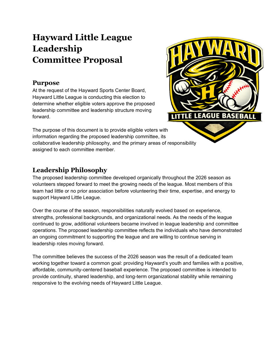 Leadership Committee Proposal — cover page