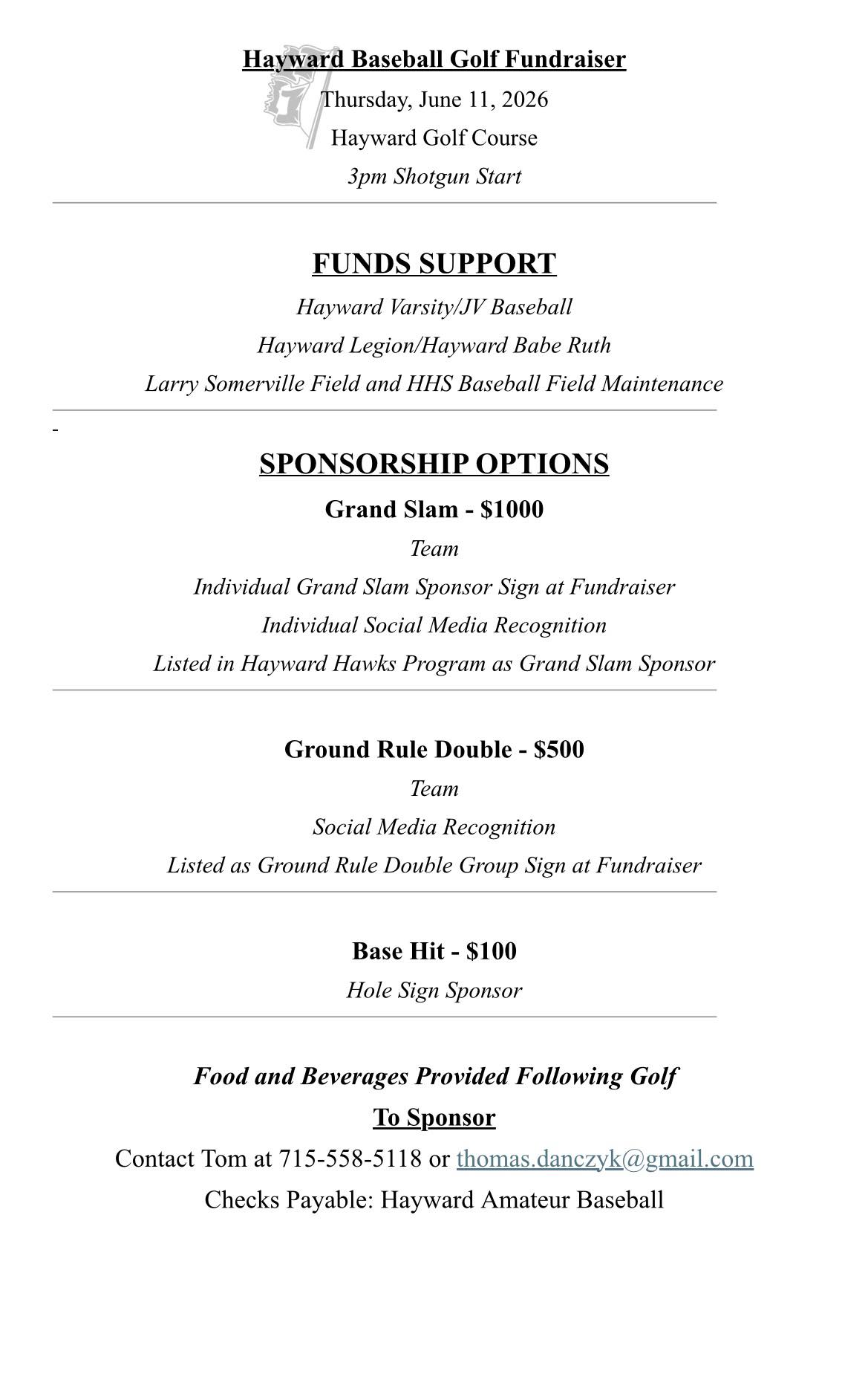 Hayward Baseball Golf Fundraiser